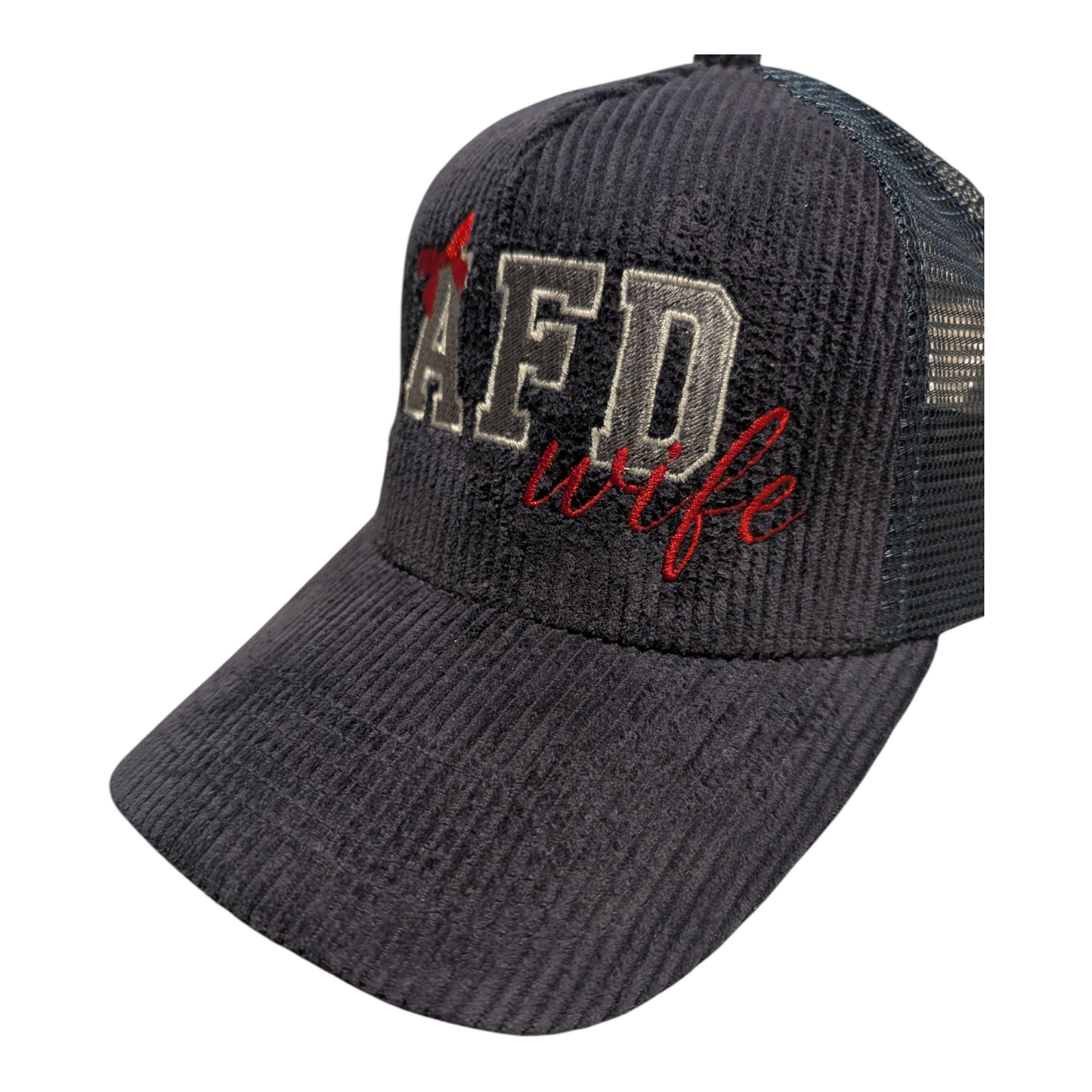 LAFD wife corduroy trucker hat